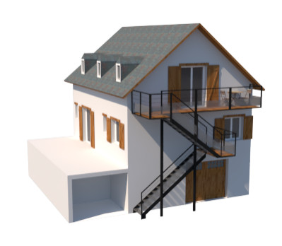 Implantation d'un escalier extérieur . Adervielle