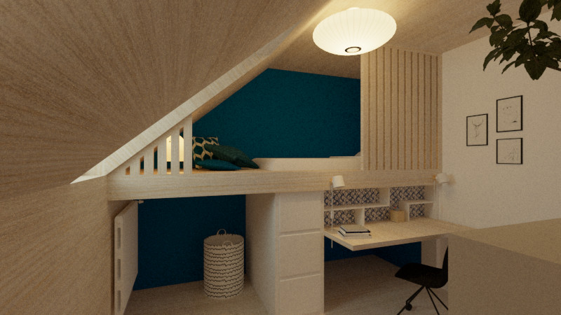 Transformation d'une chambre d'enfant en chambre d'ado . Ens